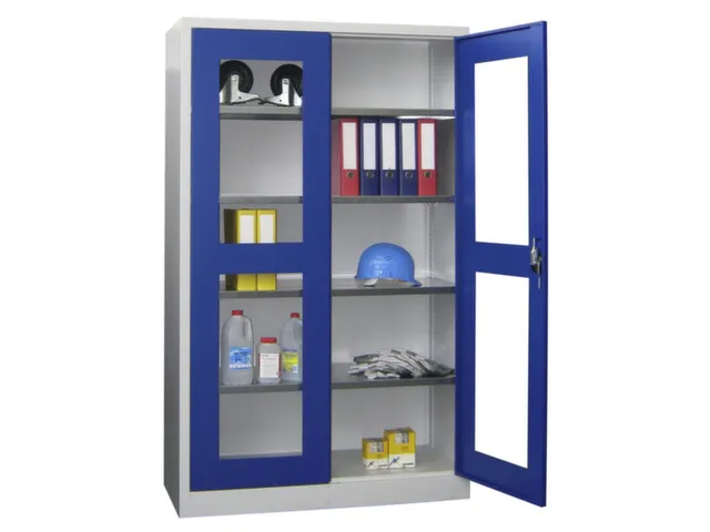 Vitrinekast Hxbxd 1950x1200x500mm Draaideuren Ral7035 Front Ral5010