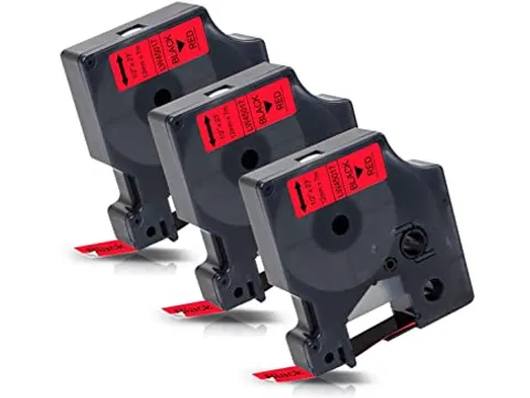 Labeltape Dymo Compatible 45017 D1 12mmx7m Zwart Op Rood