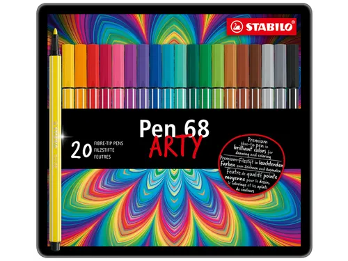Viltstift STABILO Pen 68/20 Arty medium assorti blik à 20 stuks