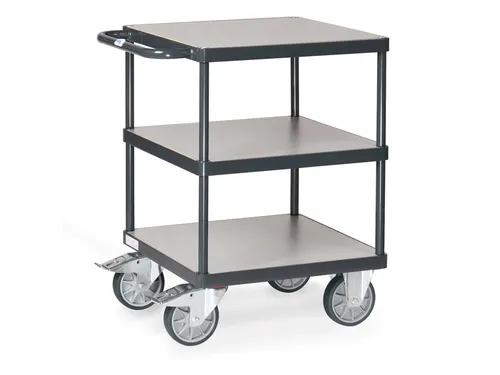 Tafelwagen 2416-7016 500kg 600x600mm 3 etages hout RAL7016