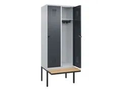 locker met bank,HxBxD 2120x800x815mm,2vak,vak B 400mm,draaigrendel