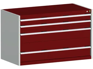 ladekast HxBxD 800x1300x650mm 4laden romp RAL7035 front RAL3004 - 1