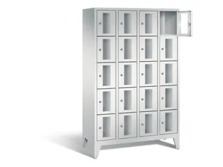 Lockerkast 1850x1190x500mm 4x5 vakken Cilinderslot Poten, RAL7035 - 1
