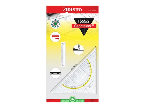 Geodriehoek Aristo 1552 16cm Transparant Met Gele Rand