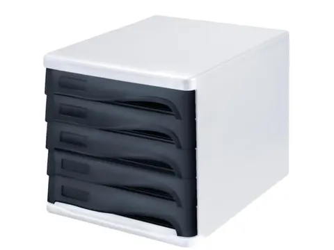 ladeblok,5lade(n),HxBxD 250x265x340mm,kunststof,wit,laden zwart