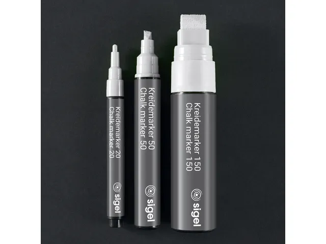Marqueur de craie effaable Sigel 1-2mm & 1-5mm 2 pces blanc