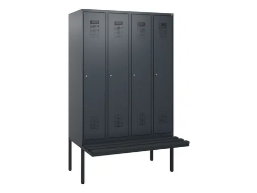 locker met bank,HxBxD 1950x1200x815mm,4vak,vak B 300mm,cilinderslot