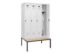 locker met bank,HxBxD 2120x1200x815mm,4vak,vak B 300mm,draaigrendel