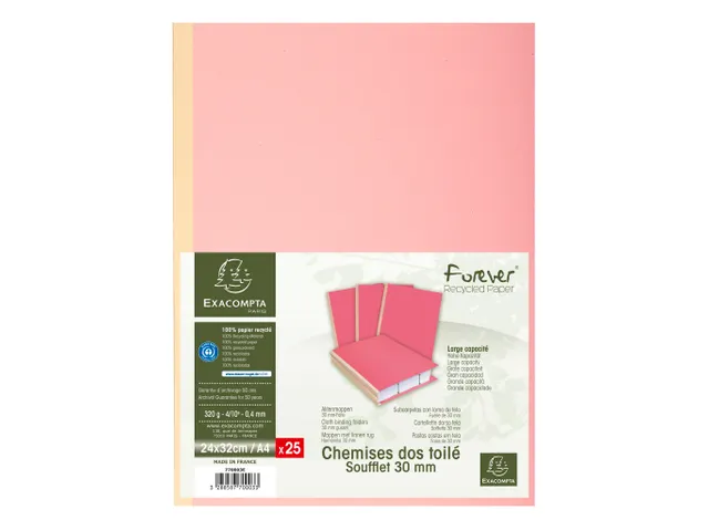 25 mappen met linnen rug FOREVER 320g/m2 -24x32cm-Roze