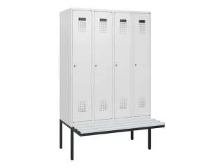 locker met bank,HxBxD 1950x1200x815mm,4vak,vak B 300mm,cilinderslot - 2