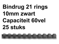 Bindrug Fellowes 10mm 21-rings A4 zwart 25stuks