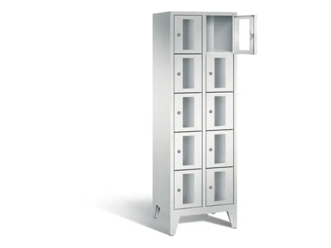 Lockerkast 1850x610x500mm 2x5 vakken Cilinderslot Poten, RAL7035