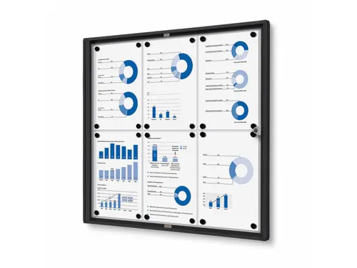 Vitrinekast Mededelingenbord Indoor Economy 6xA4 Zwart