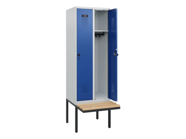 locker met bank,HxBxD 1950x600x815mm,2vak,vak B 300mm,draaigrendel