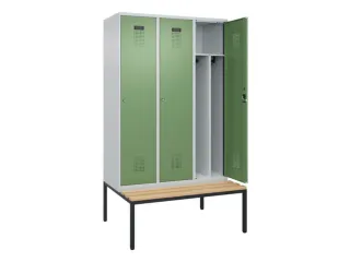 locker met bank,voor scheiding van kleding,HxBxD 2120x1200x815mm,3vak - 1