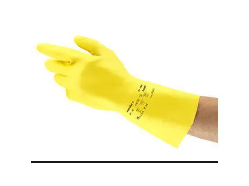 Ansell AlphaTec 87-190 latex handschoenen, geel, maat 9, 12 paar