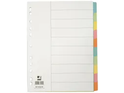 Tabbladen A4 Karton 11-gaats 10 Tabs Geassorteerde Kleuren