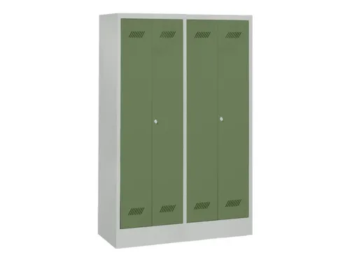 garderobekast,HxBxD 1850x1170x500mm,4vak,RAL7035,front RAL6011