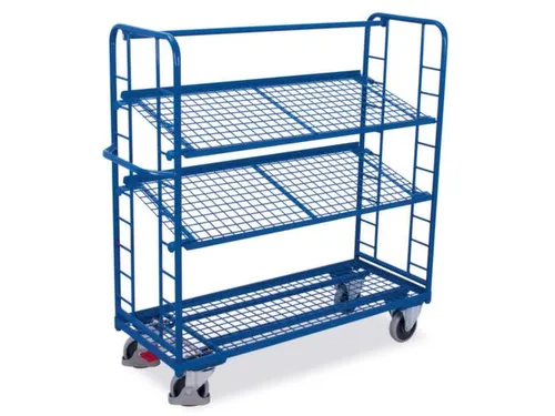Bijzetwagen 3 Etages 400kg Laadvlak 1570x635mm Draadgaas