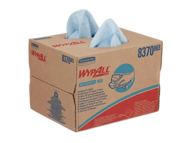 Boîte distributive chiffon WypAll 8370 X60 Hydroknit 1 ép Bleu