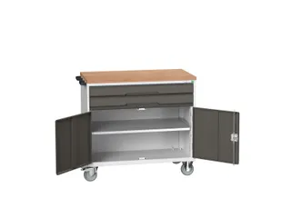 gereedschapswagen 980x800x600mm multiplexblad 2 laden+kast, RAL7016 - 1