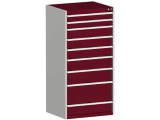 ladekast HxBxD 1600x800x650mm 9laden RAL7035 front RAL3004 - 1