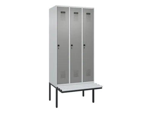 locker met bank,HxBxD 2120x900x815mm,3vak,vak B 300mm,draaigrendel