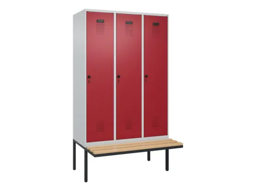 locker met bank,HxBxD 2120x1200x815mm,3vak,vak B 400mm,draaigrendel
