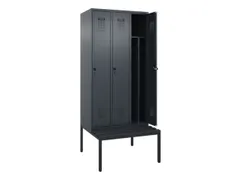 locker met bank,voor scheiding van kleding,HxBxD 2120x900x815mm,3vak