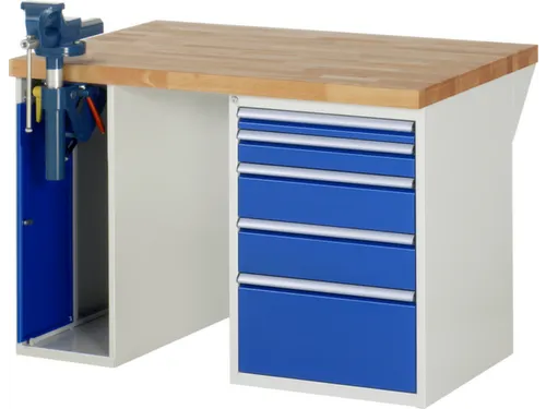 werkbank,HxBxD 890x1250x900mm,beukblad,draagverm. 750kg,2containers