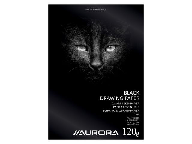 Tekenblok Aurora A4 20v 120gr zwart tekenpapier | ArtSupplyShop.nl