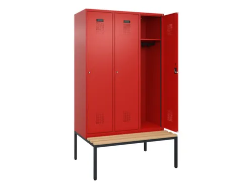 locker met bank,HxBxD 2120x1200x815mm,3vak,vak B 400mm,cilinderslot