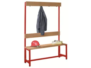 Omkleedbank LxB 1000x400mm Houten Latten Haken Enkelzijdig RAL3000 - 2