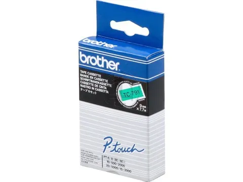 Lettertape Brother P-Touch Tc-791 9Mm Zwart Op Groen