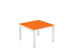 Bijzettafel 400X600X600Mm Vierkant Oranje 4Voeten Wit Vierkante Buis