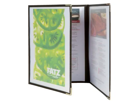 Menukaart Securit A4 3-delig voor 6 pagina's transparant 3 stuks