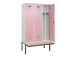 locker met bank,voor scheiding van kleding,HxBxD 2120x1200x815mm,3vak