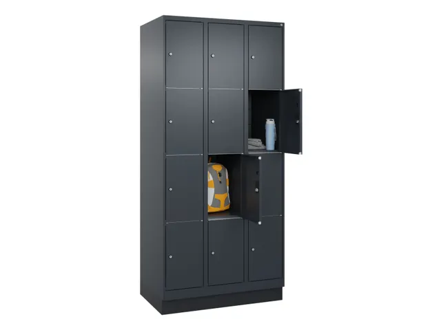 lockerkast,HxBxD 1950x900x500mm,3x4vakken,vak B 300mm,cil.-slot,sokkel