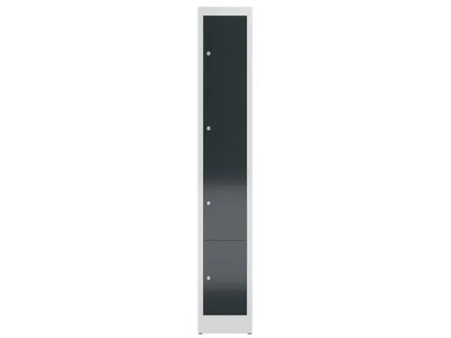 Lockerkast 1800x310x500mm 1x4 vakken cilinderslot, sokkel, RAL7016