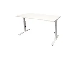 Bureau Linesto Plus Hoogte instelbaar 200x80cm Krijtwit, T-poot Wit