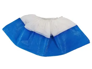 CMT pp non woven schoenovertrek wit met blauwe CPE zool - 1