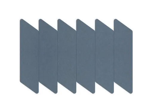 Akoestische PET-vilt parallellogram stroken blauw 30x120cm 6 stuks