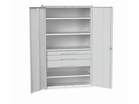 universele kast,HxBxD 2000x1300x550mm,4xStalen bodem,3lade(n)