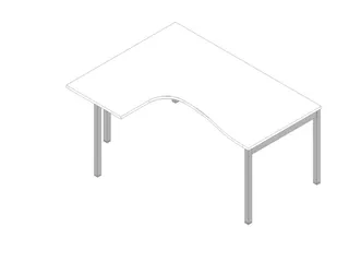 Hoekbureau 730X1600X1200Mm Blad Wit Verdieping Links 4-Voet Aluminium - 1