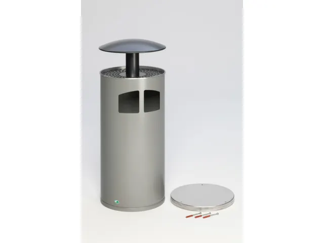 Combi-asbak H x Ø 1110x445mm 2inworpopeningen dak staal zilverkleurig
