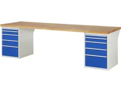 werkbank,HxBxD 890x3000x900mm,beukblad,draagverm. 750kg,2containers