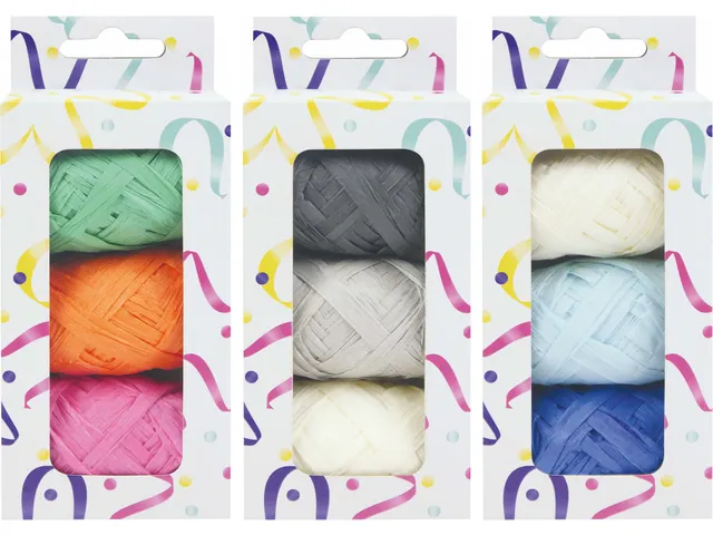 Lint raffia assorti: oranje, groen & roze