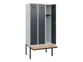 locker met bank,HxBxD 1950x900x815mm,3vak,vak B 300mm,cilinderslot - 1