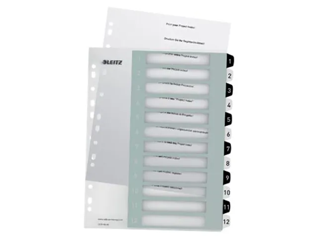 WOW printbare index, 12 tabs, zwart-wit
