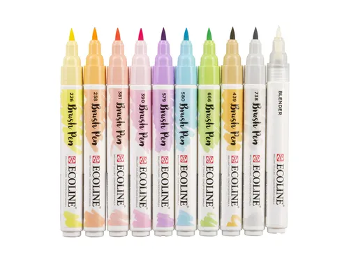 Brushpen Talens Ecoline Pastel blister à 10 stuks assorti